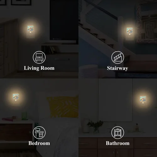 Miniatura 6 de Luces nocturnas de pared, paquete de 2 luces de noche LED de tortuga marina de color (2) sensor de atardecer a amanecer, brillo ajustable