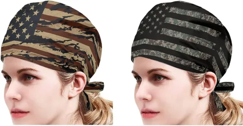 Miniatura 2 de Babrukda Paquete de 2 gorras con banda para el sudor ajustable con lazo en la espalda, gorro divertido