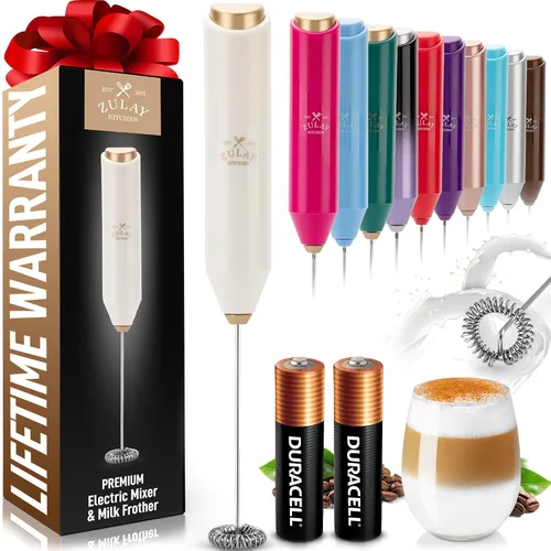 Miniatura 80 de Zulay Kitchen Espumador de leche de mano a pilas - Mezclador eléctrico de bebidas para café, lattes, capuchinos, matcha y chocolate caliente