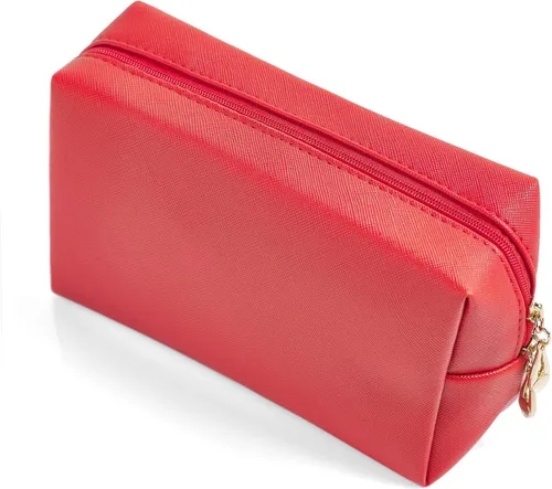 Miniatura 10 de Bolsa de cosméticos de piel sintética para mujer, bolsa de maquillaje minimalista para uso diario, bolsa de almacenamiento portátil, pequeña bolsa