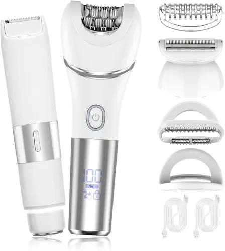 Zesuti Depiladoras de Eliminación de Vello para Mujer - Maquinillas de Afeitar Eléctricas 2 en 1 para Mujer, Recortadora de Bikini de Doble Cabeza