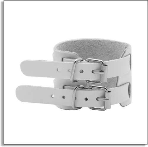Miniatura 3 de Pulsera de cuero ancha con hebilla de cinturón de punk rock, Metal, Sin gemas.