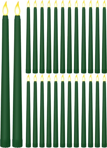 Treela 24 piezas de velas cónicas sin llama, operadas con pilas, falsas a granel, velas de 11 pulgadas, luces LED, candelabros parpadeantes cónicos