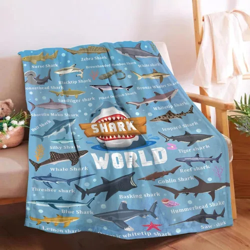 Miniatura 18 de Manta de tiburón de dibujos animados, regalos para niñas y niños, regalos para amantes de los tiburones, manta de tiburón, regalos para niños