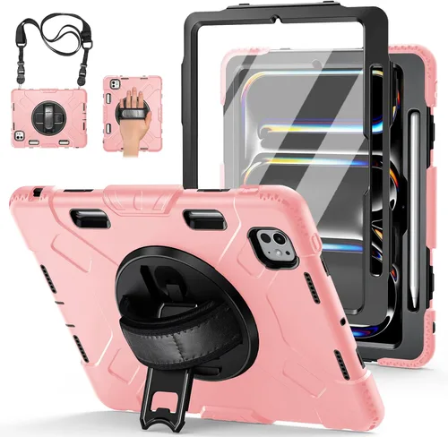 Miniatura 16 de Funda para iPad Pro 11 M5 2025/M4 2024: Funda protectora para iPad Pro de 11 pulgadas 5ª generación con protector de pantalla, soporte, asa y correa