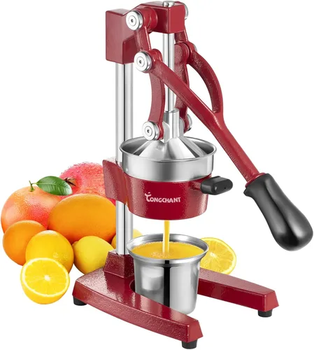 Miniatura 11 de TONGCHANT Exprimidor de hierro fundido, prensa de cítricos resistente de 19 pulgadas de alto con doble patrón Exprimidor manual para naranja limón