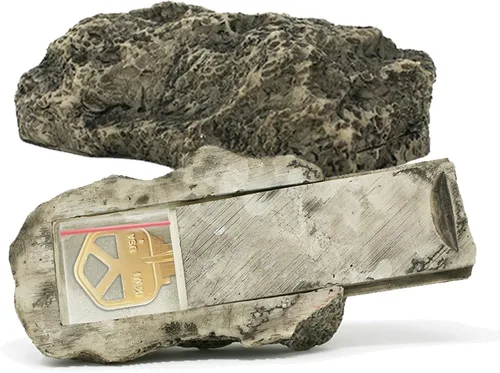 Miniatura 9 de (Tipo-A (Negro), 1 Paquete) Roca Falsa - Parece Piedra - Segura para Exteriores - Caja Fuerte Secreta para Exteriores para Llaves, Roca de Piedra
