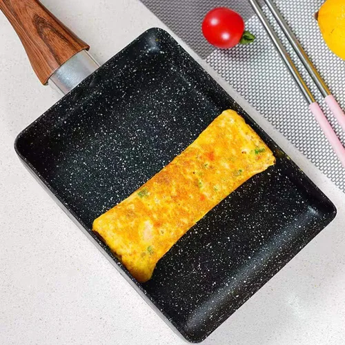Miniatura 4 de HERCHR Tamagoyaki - Sartén rectangular antiadherente de 7.3 x 6 pulgadas, sartén para huevos japoneses, sartén pequeña de hierro fundido, mini