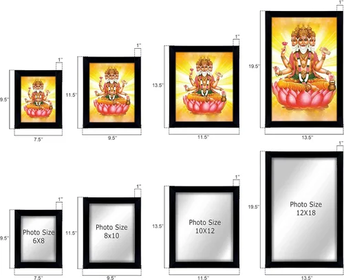 Miniatura 4 de Lord Brahma On Lotus - Marco de fotos religioso con marco, marco de pared negro, marco de fotos de elefante de Dios, decoración de pared