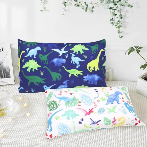 Miniatura 2 de Funda de almohada para niños pequeños, funda de almohada para dormir, paquete de 2 unidades, juego de dinosaurios para almohadas de 13 x 18 pulgadas