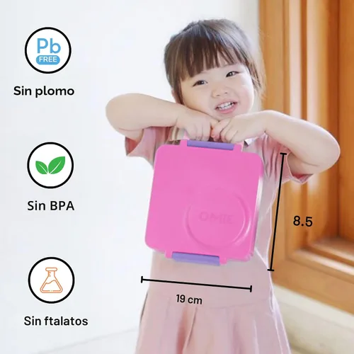 Miniatura 6 de OmieBox Caja de Bento para Niños - Lonchera Bento Aislada con Termo a Prueba de Fugas Aislado al Vacío - 3 Compartimentos, Dos Zonas de Temperatura