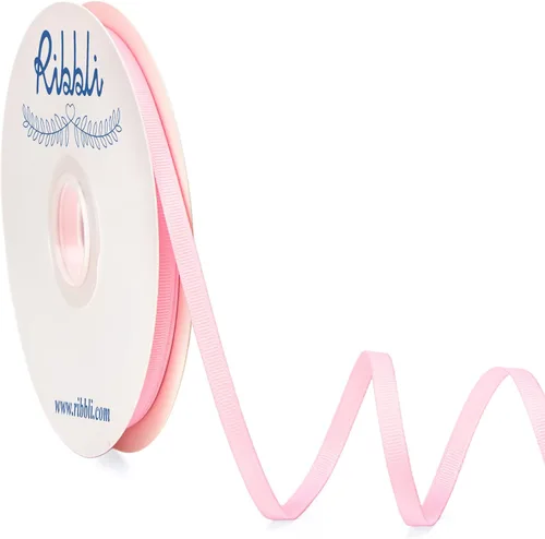 Ribbli Cinta de grogrén rosa perla, 1/4 pulgadas x 50 yardas, uso para lazos de bricolaje, accesorios para el cabello, envoltura de regalos,