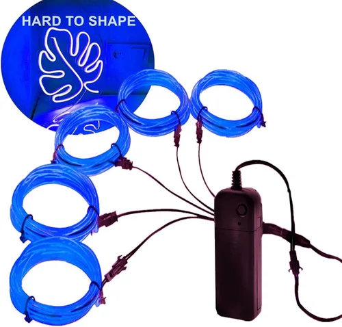 Miniatura 11 de Ourbest [Nueva versión dura] 5 divisores de 6.6 ft de cable EL de neón, 3 modos de permanencia/lento/rápido flash LED para decoración de fiesta