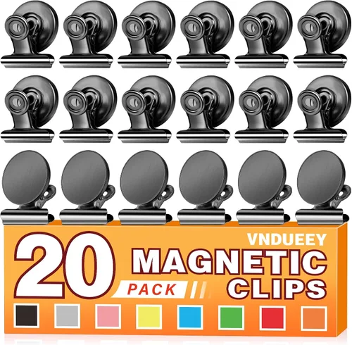 Miniatura 21 de VNDUEEY Paquete de 6 imanes para refrigerador, imanes para refrigerador, clips magnéticos negros, imanes para pizarra blanca, clips magnéticos