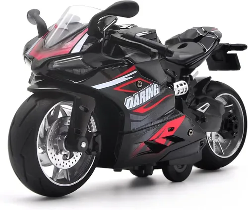 Motocicleta de juguete, juguete de motocicleta con sonidos y luces, juguete de modelo de motocicleta a escala 1:12 para niños, vehículo de tracción
