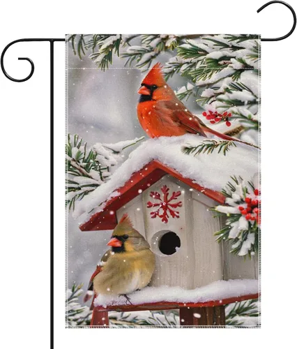 Miniatura 12 de Bandera de Jardín Navideña de 12 x 18 Pulgadas Believe Jesus Decoraciones de Invierno - Bandera de Patio de Vacaciones de Granja Rústica de Noche