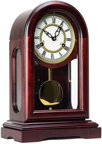 Miniatura 6 de SMZ Reloj de repisa puerta frontal de vidrio y latón acabado péndulo reloj de escritorio reloj de escritorio mecánico manual cuerda decoración