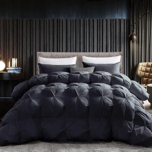 Miniatura 7 de Grandeur Linens - Lujoso edredón de plumón de ganso, diseño plisado de primera calidad, 1200 hilos, 100% algodón egipcio, 750+ potencia de relleno