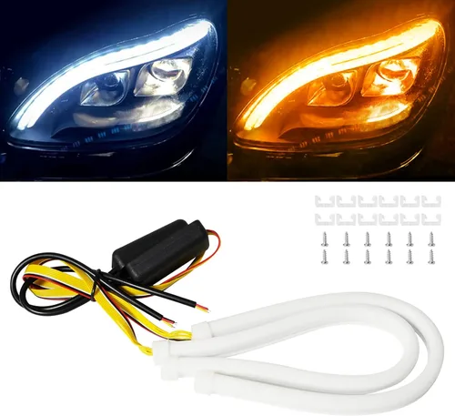 Qasim 30 cm/12 pulgadas tira LED secuencial de conmutación para vehículos, tiras LED flexibles de 12 V para coche, luz diurna DRL, luces de señal de