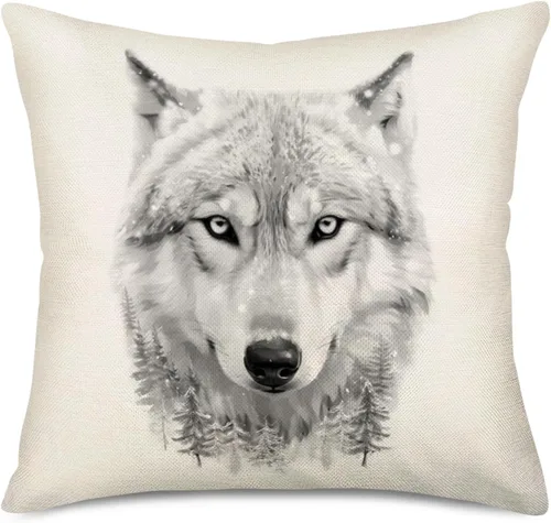 Miniatura 5 de Fukeen Fundas de almohada decorativas de algodón, lino, 18 x 18 pulgadas, decoración de sofá para el hogar (cabeza de oso)