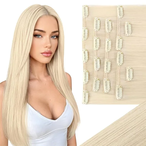 Miniatura 55 de Ve Sunny Extensiones de cabello clip-in de cabello humano real con reflejos, extensiones de cabello con clip para cabello corto, marrón oscuro