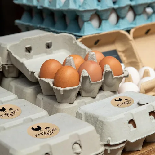 Miniatura 7 de AnyDesign 500 calcomanías redondas de huevos frescos de granja de 2 pulgadas, etiquetas redondas de huevos de gallina de granja, papel kraft marrón
