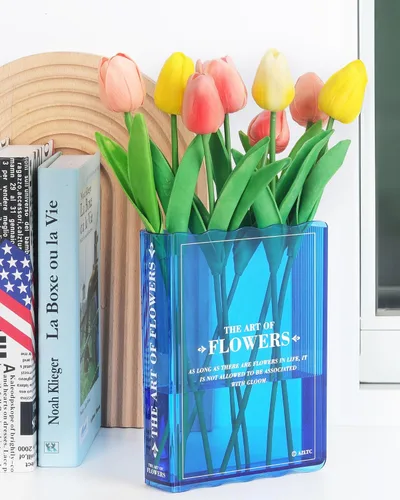 Miniatura 9 de Jarrón en forma de libro para flores, regalos para amantes de los libros, decoración estética de habitación, bonitos jarrones de flores e