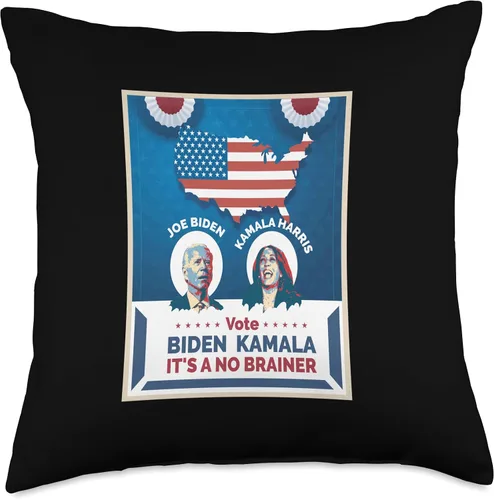 Miniatura 5 de Funny Republican Joe Biden Kamala Harris Joke Political Meme-Vote Biden Kamala Harris is its a no brainer - Almohada de 16 x 16 pulgadas, multicolor