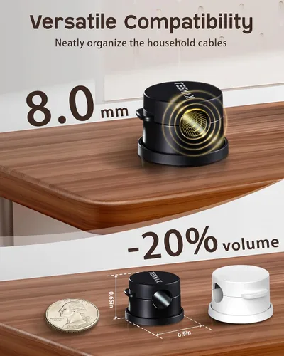 Miniatura 7 de Soporte de Cable Magnético Organizador de Cables con Rotación de 360°, Juego de 6 Clips de Cable [1s Lock] Organizadores de Escritorio Adhesivos