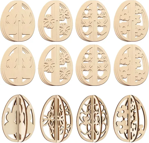Miniatura 8 de COCHIE Manualidades de madera de primavera de flores 3D para pintar, rebanadas de madera sin terminar pintables para manualidades, recortes