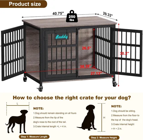 Miniatura 6 de EasyCom mueble de jaula para perros de 41"/33"/27" con etiqueta de nombre, perrera para perros de interior resistente para perros medianos, jaula