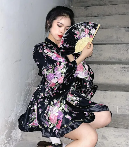 Miniatura 6 de Conjunto de calcetines con diseño de palo de pelo Tabi para mujer, estilo kimono de baile japonés de anime