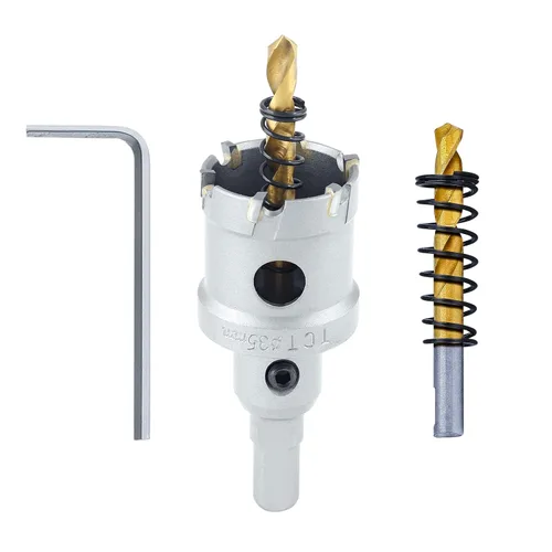 Miniatura 20 de Luomorgo 1-1/2" 1.496 in TCT Sierra de agujero de carburo de tungsteno con punta de carburo de tungsteno con 2 brocas piloto chapadas en titanio