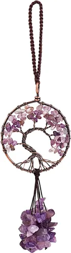 Miniatura 8 de Accesorio decorativo para automóvil, adorno de árbol de la vida de 7 chakras, piedra preciosa natural, dije de árbol de la vida, piedra de cristal