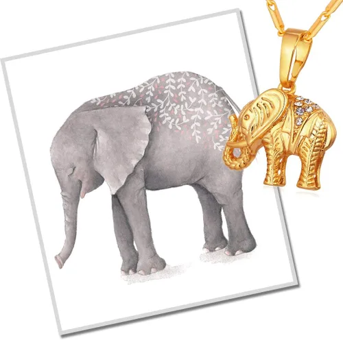 Miniatura 5 de U7 Women Girls Lucky Necklace Stainless Steel 18K Gold Plated Cute DachshundElephantPig Animal Pendant