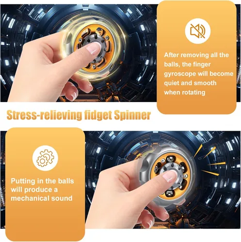 Miniatura 4 de Spinner Fidget de Metal de Precisión - Rotador de Ansiedad y Juguete Fidget Inquieto, Herramienta de Alivio del Estrés para Adultos y Niños (Gris)