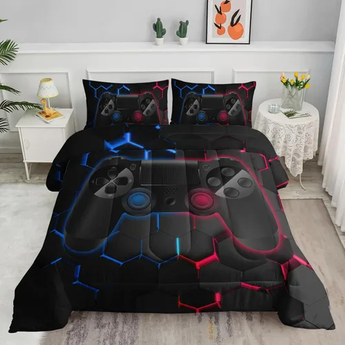 Miniatura 42 de Juego de edredón para niños Axolotl, tamaño individual, juego de ropa de cama con diseño de autos de carreras para niños, niñas, adolescentes