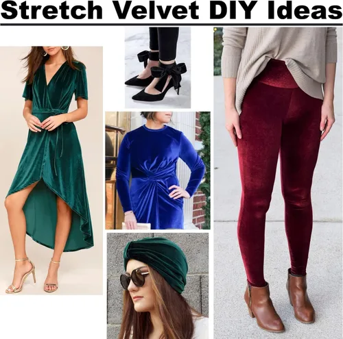 Miniatura 5 de MDS - Paquete de 5 yardas x 60 pulgadas de ancho, tela de terciopelo elástico por yarda para vestidos de boda, costura, tapicería, ropa, disfraces