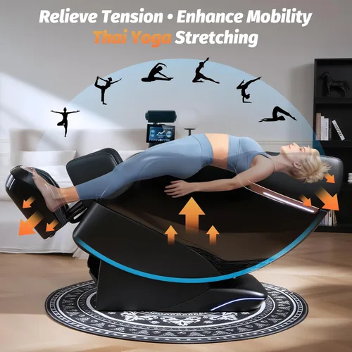 Miniatura 9 de Silla de masaje de cuerpo completo, sillas reclinables de masaje Shiatsu de gravedad cero SL-Track 2026 con voz AI, control remoto con luz LED
