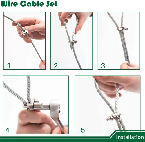 Miniatura 4 de Kit de accesorios para toldo con cable de 15 pies para instalación de sombrilla triangular rectangular, cables recubiertos de acero inoxidable