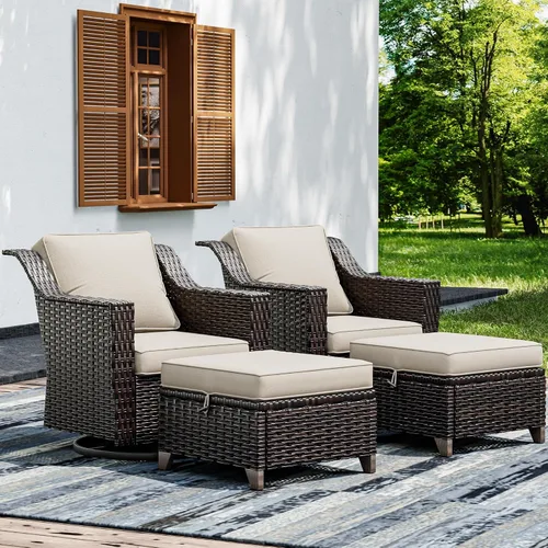 Miniatura 12 de Joyside Sofá de patio – Sofá de ratán de 3 plazas, sofá de respaldo alto para todo tipo de clima, tamaño grande mejorado con cojines de asiento de 4