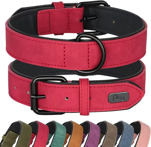 Miniatura 10 de Didog Collar de perro de piel sintética acolchado suave, transpirable y ajustable para perros pequeños, cómodo para paseos diarios, marrón, ajuste M