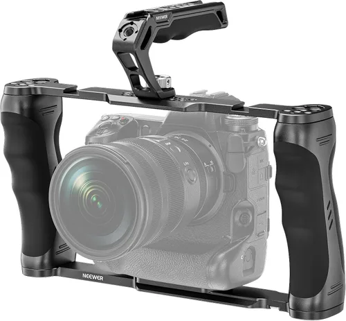 NEEWER Jaula universal para cámara y mango superior con kit de pasadores de localización ARRI de 3/8 pulgadas, estabilizador de cámara de aparejo de