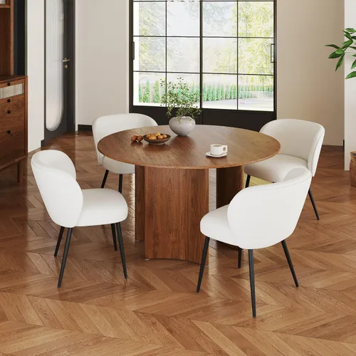 Miniatura 7 de Juego de 2 sillas tapizadas de tela, sillas de tocador de maquillaje, sillas decorativas modernas, sillas de comedor con patas de metal para cocina