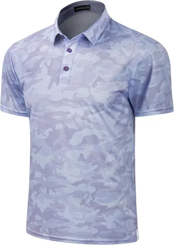 Miniatura 146 de TAPULCO Camisetas tipo polo de secado rápido para hombre, diseño de camuflaje, atléticas, ligeras, transpirables, casuales, para golf