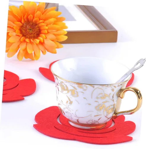 Miniatura 6 de Posavasos de fieltro, 18 unidades, decoración de banquetes, tazas para fiestas, manteles individuales para bebidas, no tejidos, posavasos de boda