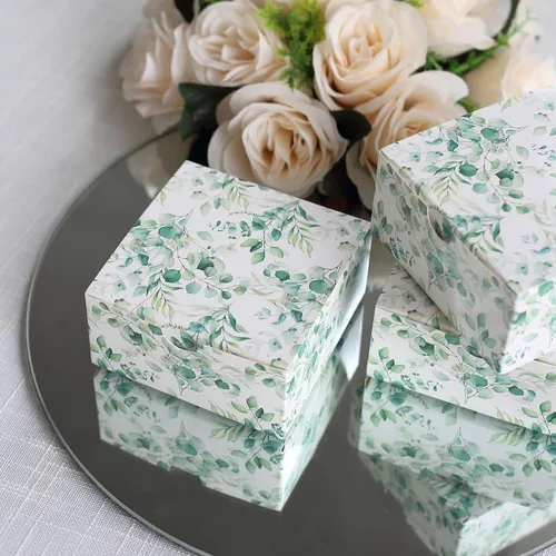 Miniatura 11 de Efavormart - Paquete de 25 cajas de regalo de fiesta con patrón de toile francés, lavanda mate y cajas de dulces blancos, papel de cartulina, 3 x 3