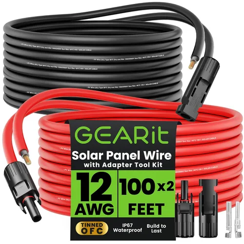 Miniatura 10 de GEARit Cable de extensión de panel solar de calibre 10 de 50 pies cada uno (100 pies en total) con conectores MC4 macho a hembra, kit