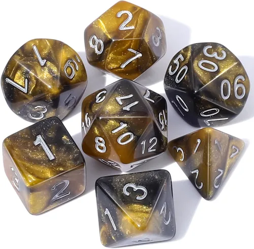 Miniatura 25 de CiaraQ DND - Juego de dados poliédricos con una bolsa de dados negra para juegos de mesa de rol D&D RPG MTG Rojo mezclado azul+purpurina