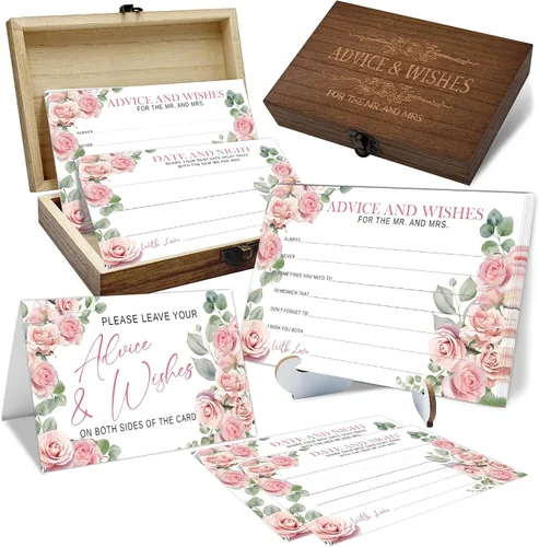 Miniatura 13 de Consejos y deseos para el señor y la señora - Tarjetas de consejos de boda de champán para decoraciones de despedida de soltera, buenos deseos
